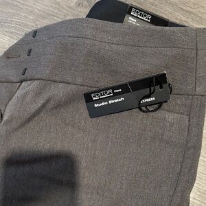 Express Editor Studio Stretch Flare Pants - Charcoal Gray